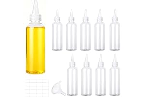 CafullCon 10 Stück 100ml Quetschflaschen Kunststoff, Wiederverwendbar Squeeze Flasche, Saucenflasche mit Kappen zum Befüllen, Klein Quetschflasche mit Etiketten Trichter für Ketchup Saucen Dressings