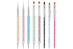Olakin 8 Pezzi Pennelli Unghie Gel, Pennelli Unghie Art Professionali e kit Gel Ricostruzione Pennelloper Unghie, 2 in 1 Dual-ended Nail Art per UV Gel Liner Pittura Pennello Painting Detailing