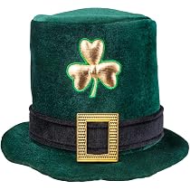 Chapeau De La Saint-Patrick Pour Adulte – Vert Avec Trèfle Et Boucle – Taille Unique – Accessoire Fête, Carnaval, Déguisement