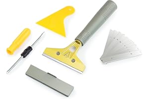 Set raschietto, manico lungo Raschietto Resistente e un Spatole per Vetro, Finestra, Rimozione di Colla, Vernice, Decalcomanie Blade Sticker Remover Parabrezza Pulizia Strumento,LDS Industry,Scrp-A