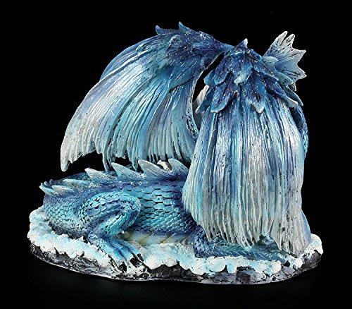 Drachen Figur – Mutter mit Jungem weiß-blau - 5