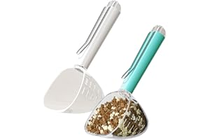 Sonwaha 2 palas para comida para perros, mango para mascotas, con clip para alimentos, también se puede utilizar para arroz, harina y otros cereales