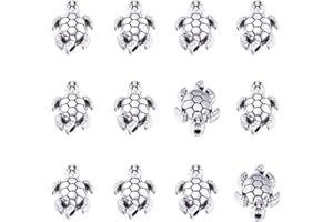 PH PANDAHALL PandaHall 100pcs Perline Tartaruga distanziatore Lega tibetana Argento Antico Animale Metallo Perline Charms per Fare Gioielli Braccialetto, 12.5x9mm