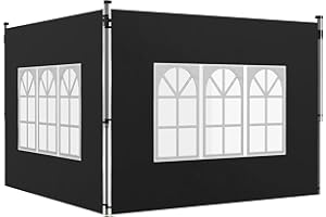 Outsunny Gazebo Side Panels with Window for 3x3(m) Pop Up Gazebo, 2 Pack Sides Replacement, Black