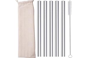 MORNEVE Pajitas de té Bubble Tea reutilizables de metal acero inoxidable para batidos tapioka perla té de leche burbujas jumbo 12 mm de ancho con cepillo bolsa de transporte plateado 5 pcs