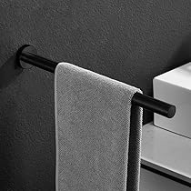 USHOWER Set 2 Anelli Porta Asciugamani | Nero Opaco In Acciaio Inox 304 | Portasalviette Rotondo Per Bagno E Cucina - 2