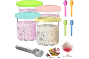 Dhqkqg 8Pcs Creami Behälter für die Ninja Creami Eismaschine, 800ML Creami Pints und Deckel, BPA-Frei, Eisbehälter für Speiseeis mit Löffel Geliefert,Creami Deluxe Behälter für Ninja NC501 NC500-Serie