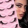 Mflint. Fake Eyelashes Wispy Natural Look Cat Eyelashes 5 Pairs 14MM Faux Mink False Eyelashes, Short Accent Corner Strip Eyelashes Fluffy Half Lashes Set, Cluster with Clear Band
