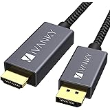 IVANKY Câble DisplayPort vers HDMI 2m en Nylon Tressé - Connecteurs Plaqués Or 24K - Câble DP vers HDMI (Audio&Vidéo) pour Or