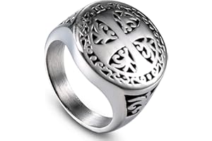 HCMA Caballeros Templarios Luck Cross Crusader Hombres Anillo Sello Punk Rock Hip Hop Titanio Acero Inoxidable Anillo Masculino Biker Joyería Regalo