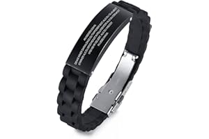 FLHEART Armband Herren Inspirierende Geschenke Schwarz - Für meinen Sohn/Bruder/Vater/Ehemann Armbänder Gravur Ermutigung Nachricht für Männer Jungen, Silikon Armband für Geburtstag Weihnachten Freundschaft