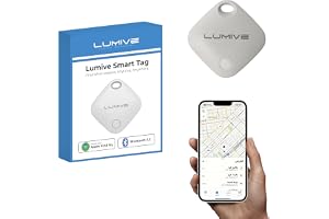Lumive Smart Bluetooth Tracker AirTag for Keys, Headphones, Bag, Bluetooth Tracker Works with Apple Find My Airtag, Tracker Works with iPhone (White) (1)