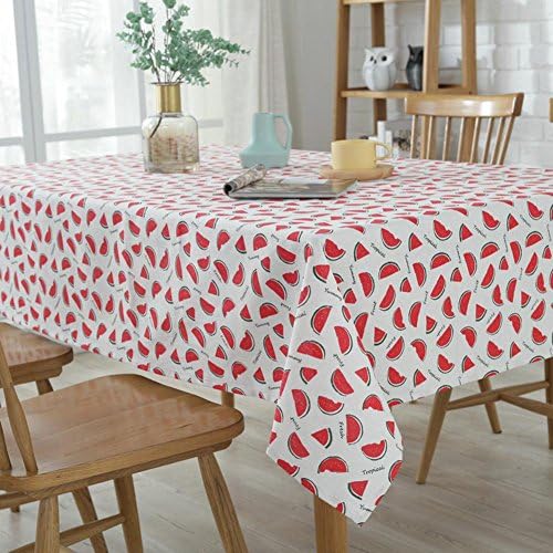 Cartoon Small Watermelon Tablecloths Simple Cotton and Polyester Table Cloth Dust-proof Cover Towel for Home and Hotel , 120*120cm