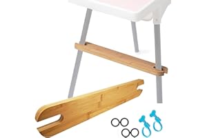 CAOJING Poggiapiedi per seggiolone, antiscivolo, in bambù naturale, regolabile, accessorio per seggiolone con anelli in gomma, poggiapiedi in legno di bambù, compatibile con seggiolone IKEA Antilop