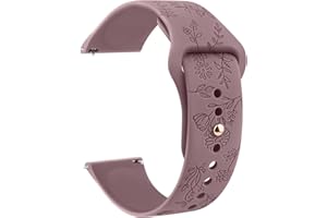 ZGCE Floral Gravierte Armband 20mm 22mm Uhrenarmbänder, Wasserdichtes Silikon Armbänder, Mit Schnellverschluss Verstellbares Ersatzarmband für Herren Damen (22mm, Rauch Violett)