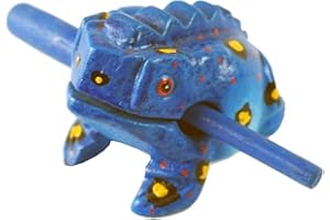 KIDYPOOL Frog Guiro Blocco di legno da 10,2 cm strumento musicale a percussione Strumento musicale Dimensioni perfette Legno Naturale Rana Güiro (blu)