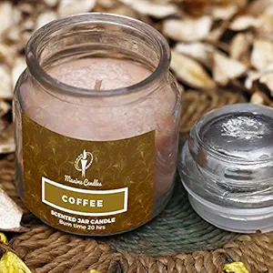 Maxime Candles Coffee Scented Glass Jar Candle (7 cm x 7 cm x 10 cm, Brown)