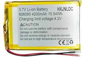 HXJNLDC DC 3,7v 4200mAh 606090 Batterie au Lithium polymère Rechargeable pour DIY 3.7-5v Produits électroniques avec 2 Fils intégrés de Remplacement de la Batterie et de la lumière LED