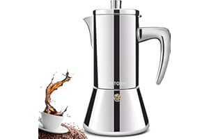 DITOSH 6 Tazze Addensate in Acciaio Inox 304 Moka Pot Stovetop Espresso Maker Percolator Cafeteras Italian Coffee Maker Capable Mocha Coffee Machine Greca Coffee Maker for Home & Camping 300ml 10oz