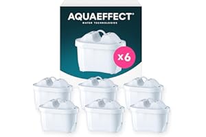 AQUAEFFECT MAX+ Cartuchos de Filtro de Agua (6) - Compatible con las Jarras Ovaladas Brita ®
