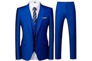 Allthemen Abiti da Uomo 3 Pezzi Regular Fit Abito da Cerimonia Formale Abito da Lavoro con Un Bottone