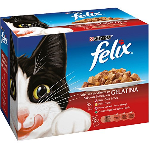 Purina Felix Selección de Carnes en Gelatina pack surtido sobres 12x100g
