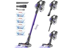 Authmic Akku Staubsauger, Staubsauger Kabellos mit 25000pa Saugkraft und 50 Minuten Laufzeit,1.3L Staubbehälter, HEPA-Filter×5,Kabelloser Staubsauger für Teppich,Hartboden, Tierhaare