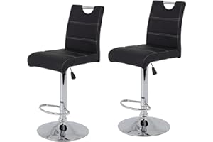 ‎APOLLO Apollo 2er Set Barhocker Bistrohocker Miranda, Kunstleder Schwarz, Trompetenfuß mit Lift und 360° drehbar, Sitzhöhe 60 auf 82 cm