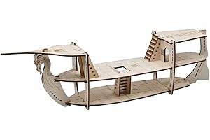 CZYY 3D RPG Miniatures Ship Wood Laser Cut, 3-Level with 1" Grid Battle Terrain Map Perfect for D&D, Pathfinderor Other Tabletop Games