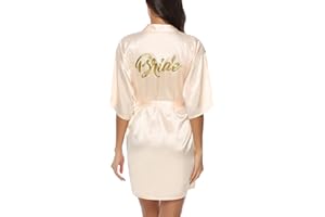 Migcaput Kimono Robe Femmes Peignoir Satin Femme Robes Chambre Kimonos Chemise de Nuit Court Mariée Demoiselle d'honneur