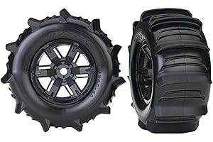 Traxxas 7773 X-maxx Paddle Pneus et Roues pré-collées et montée (la Paire)