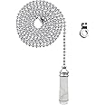 NewZC Light Pull Chain Extension with Ball Chain 100 cm Length Bathroom Toilet Light/Ceiling Light Fan Switch/Blind Cord Pull Handle Weight Pull Cord - Chrome with Crystal Cylinder