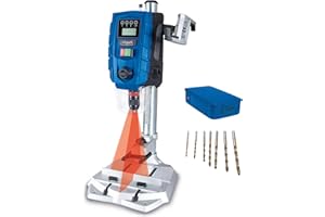 Scheppach Perceuse d'établi DP60SE | 710 W | Ecran digital | Lumière LED & Laser | Mandrin 1,5-13mm | Perceuse à 2 vitesses avec vitesse variable : 170-880/490-2600 min-1 | Jeu de forets inclus