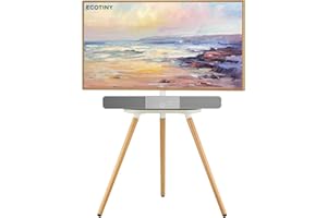 ECOTINY TV staffelei für 43 bis 65 Zoll LCD LED OLED Bildschirm bis zu 35 kg, höhenverstellbar und schwenkbar, tragbarer TV-Ständer Holz mit Holztablett,max VESA 400x400mm, Schwarzes Walnussholz