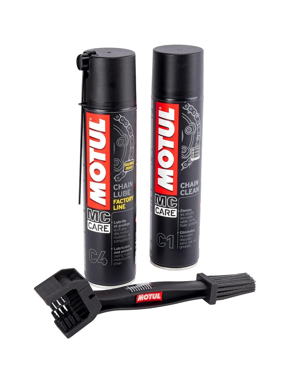 Motul C4 kettingreinigingsset 400 ml + C1 400 ml + kettingreinigingsborstel