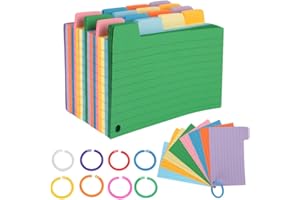 WAVATA 400 cartoncini vocabolari colorati da 12,7 x 8,9 cm, con anello di plastica a 8 colori a casa, scuola, ufficio, biblioteca (8 colori)