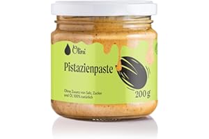 ‎OLINI Olini Pistazienpaste 200 g 100% Natürlicher Cremiger Paste aus Pistazien Brotaufstrich ohne Salzzusatz, ohne Zuckerzusatz, ohne Palmöl Veganerfreundlicher Snack zum Süßigkeiten und Desserts
