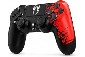 Wireless Controller for P-S-4 (Third-Party Generic, Non-OEM), Compatible with gaming console Slim/Pro, 6-Axis Dual Vibration Gamepad, Touchpad, 800mAh Rechargeable Battery – Black Spider