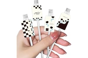 DiyGody 4 Pezzi Protezione per Raccordi a Cavo USB Tipo-C Compatibile con Phone, Protezioni per Cavi di Ricarica con Design di Fiore Tulipani, Proteggi Cavo Cellulare Accessori per Caricabatterie