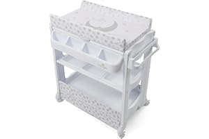 BABYLO Smart Changer with Bath Unit with Clever and Convenient Storage, Metric Moon and Stars