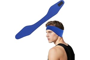 GUITTLY Swimming Ear Band to Hold Earplugs, Adjustable Swim Headband Waterproof, Swimming Earplugs Protection Cover Keep Water Out (Blue, M)