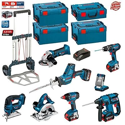 Bosch Kit Bosch PSL8P4A (GST 18 V-LI + GKS 18 V-LI + GDX 18 V-LI + GBH 18 V-EC + GSA 18 V-LI C + GLI VariLED + GSB 18-2-LI + GWS 18 V-LI + Chargeur rapide AL1860CV + 4 batteries x 5,0Ah + 3 x Système de coffres L-Boxx 238 + 1 x Système de coffres L-Boxx…