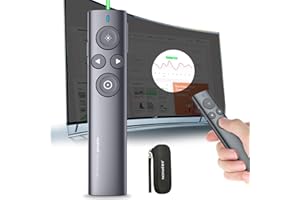 Norwii Presentation Clicker with Digital Pointer for TV LED LCD Screen, Presentation Remote, Slide Clicker, Wireless Presenter with Highlight, Magnify, Mouse Left Click - N95s Pro 32G(Green Light)