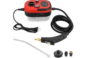 QWORK® ångtvätt 2500W bärbar ångtvätt, handhållen enhet med påsatt borste för kök, badrum, garage