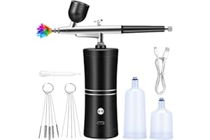 PORFOYO Kit Aérographe Sans Fil,Compresseur Kit Aérographe,Kit Portable Rechargeable Aérographe Pour Maquillage,Aérographe Manuel Rechargeable,Décoration De Gâteaux,Nail Art,Modelage De Tatouage,Rechargeable