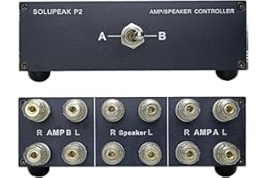 SOLUPEAK P2 2 (1) - En 1 (2) - Salida Amplificador de altavoz selector interruptor divisor de 2 vías caja combinadora de control de altavoz