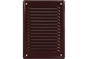 ADGO Kratka wentylacyjna ze stali, z ochroną przed owadami, kratka wylotowa, osłona wentylacyjna do kominka, kratka ścienna, 16,5 x 23,5 cm, 1 sztuka, brązowa