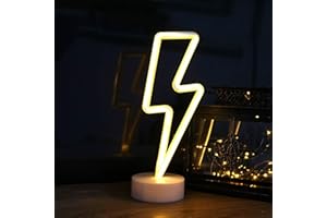 ZVO LED Fulmine Insegna al Neon, Segnaletica al Neon Fulmine, Luce Notturna Decorativa Insegne Luminose con Alimentata a Batteria o USB per Natale Feste Bar Matrimonio Party, Regalo di Compleanno