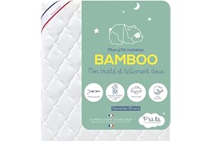 P'TIT LIT - Matelas Bébé Bamboo - 60x120 cm - Viscose Douce et Absorbante - sans Traitement Chimique - Déhoussable - Oeko Tex® - Fabrication Française