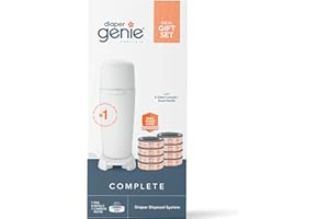 Playtex Diaper Genie Baby Registry Set, Includes 1 Diaper Genie Complete Diaper Pail, 8 Diaper Genie Refills and 8 Diaper Genie Carbon Filters for Odor Control